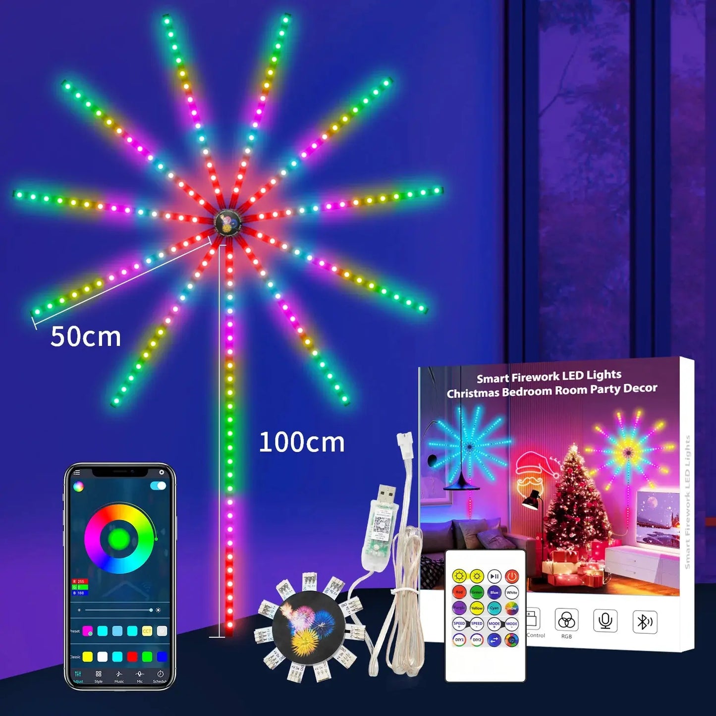 LumiBurst Music-Synced LED Fireworks | Smart App-Controlled Light Show Shop1104574005 Store