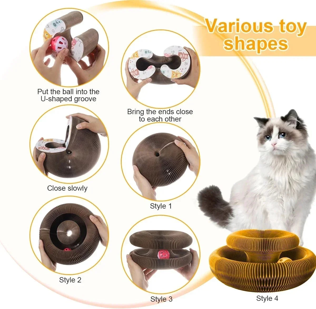 FlexiScratch 2-in-1 Magic Cat Scratcher & Ball Toy DAICHANG You Home Official Store