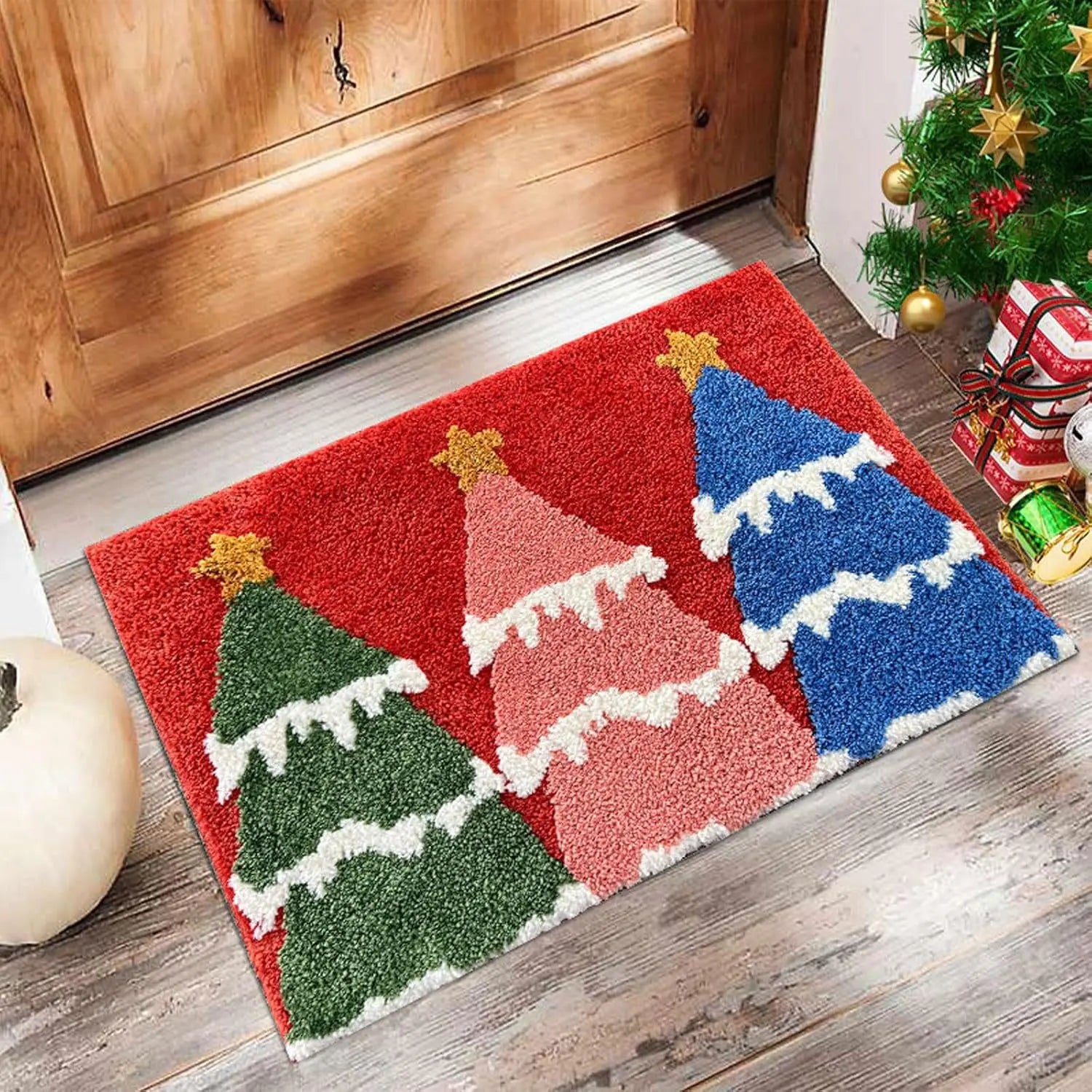 JollyWelcome Outdoor Christmas Doormat | Festive Santa & Gingerbread Man YNOM cornerstore