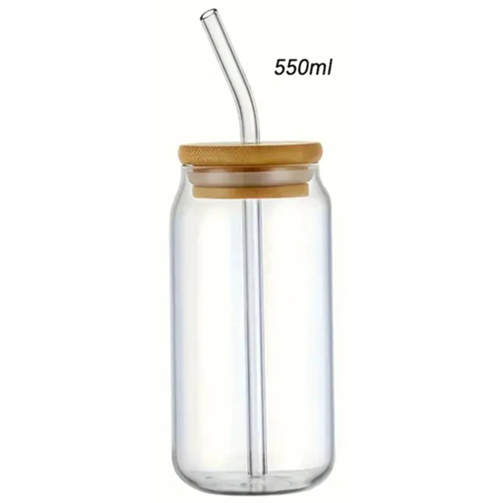 AuraGlass Can-Shaped Glass Cup with Bamboo Lid & Straw YNOM cornerstore