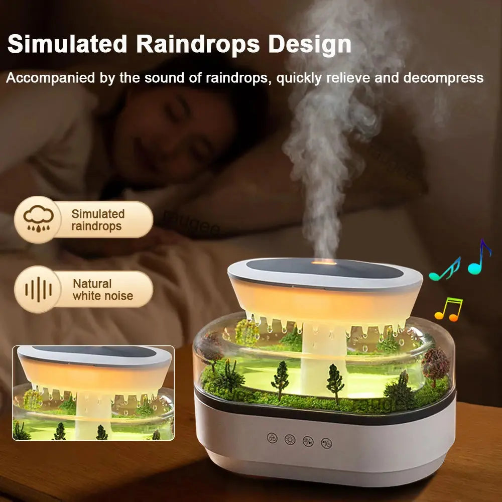 Raindrop Glow Cloud Humidifier | With Soothing Rain Sounds & Night Light - YNOM
