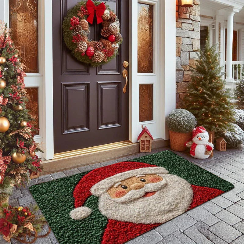 JollyWelcome Outdoor Christmas Doormat | Festive Santa & Gingerbread Man YNOM cornerstore