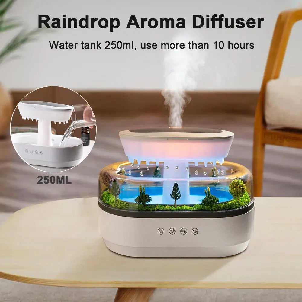 Raindrop Glow Cloud Humidifier | With Soothing Rain Sounds & Night Light - YNOM