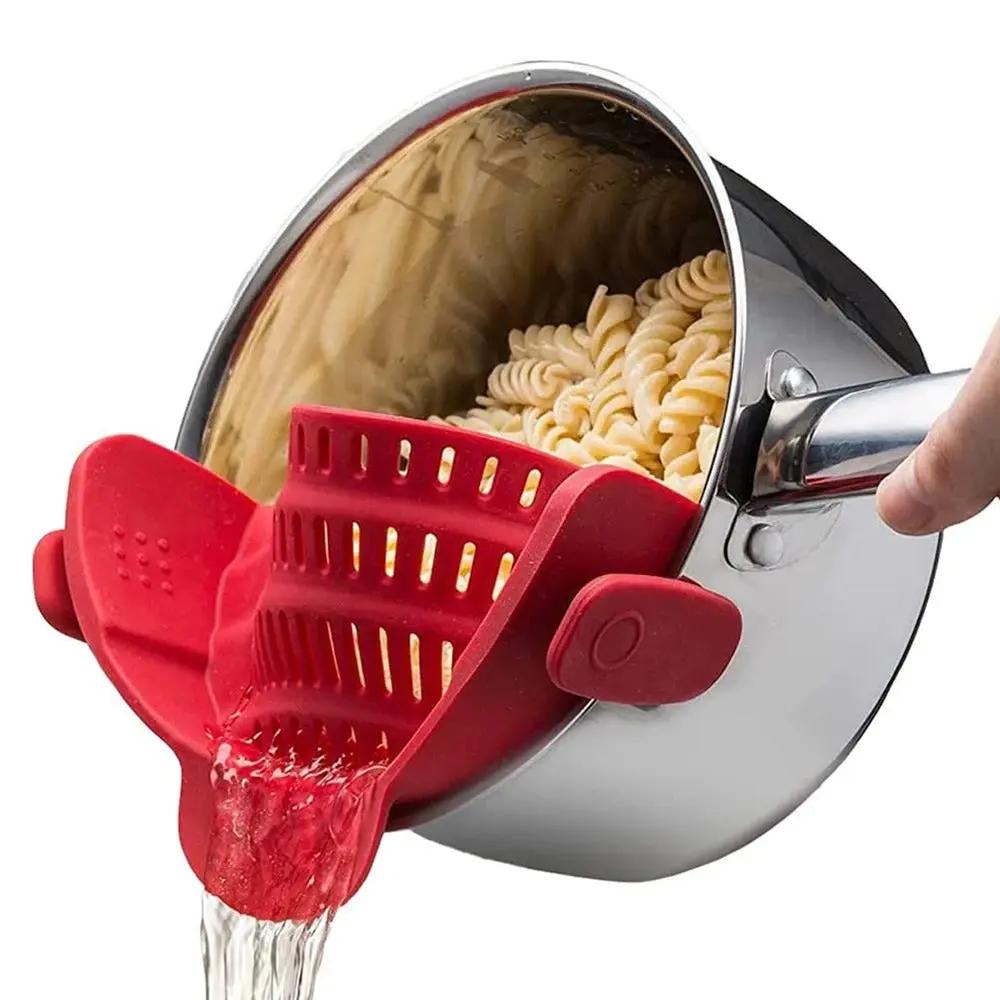 StrainWise Clip-On Silicone Strainer | The Hands-Free Draining Hack - YNOM